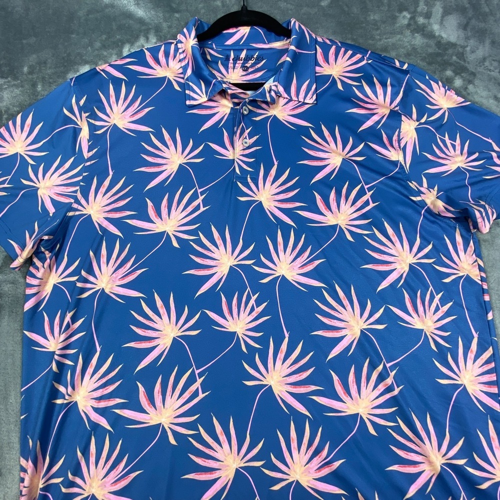 Chubbies Shirt Men's Short Sleeve Poly Spandex Golf Polo Floral Tropical Stretch